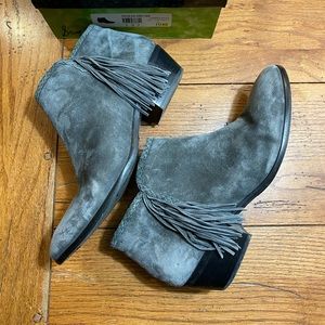 Women’s Sam Edelman Dark Grey Suede Tassel Booties